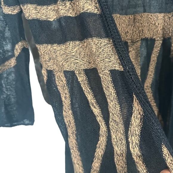 Nic & Zoe Black & Brown Geo Long Sleeve Lightweight Cardigan Women Sz M - Picture 4 of 9